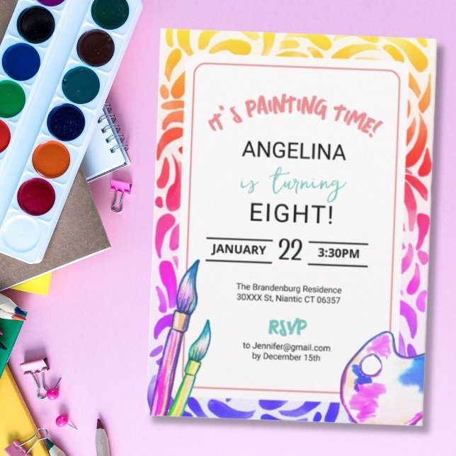 Convite Rapariga da Festa de aniversário de pintura do arc (Criador carregado)