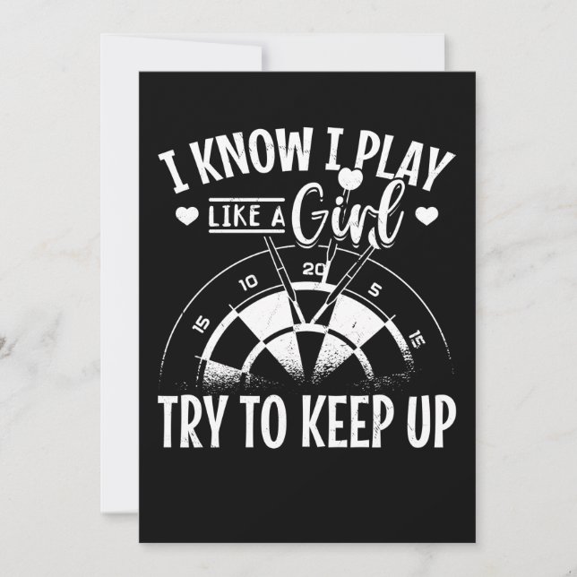 Convite Rapariga Darts Retro Dartboard Women Dart Player (Frente)