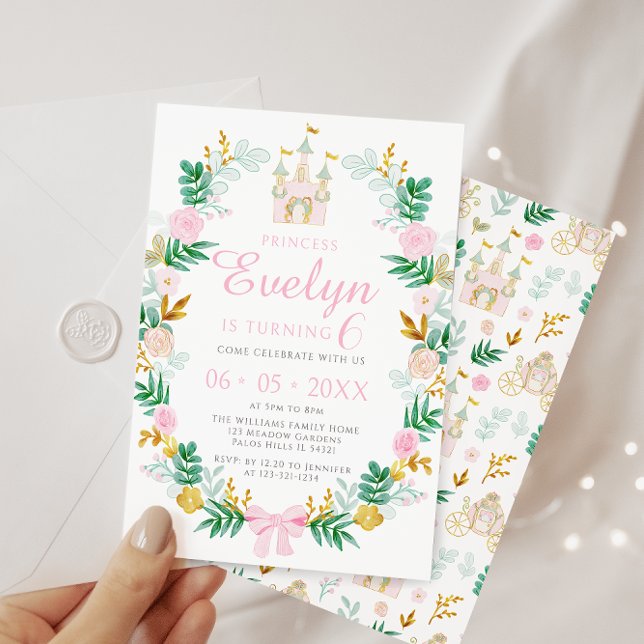 Convite Rapariga de aniversário da princesa do castelo de  (Criador carregado)