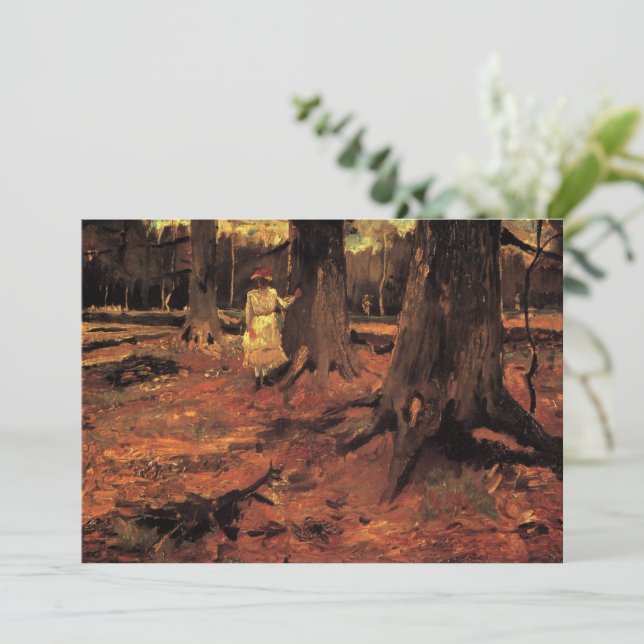 Convite Rapariga de Branco na Floresta por Vincent van Gog (Em pé/Frente)