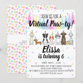Convite Rapariga de Cachorro Virtual Puppy Pawthday