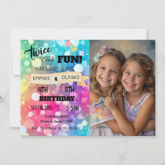 Convite Rapariga de Foto de Aniversário Combinado
