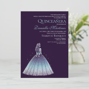 Convite Rapariga de Quinceañera Roxa