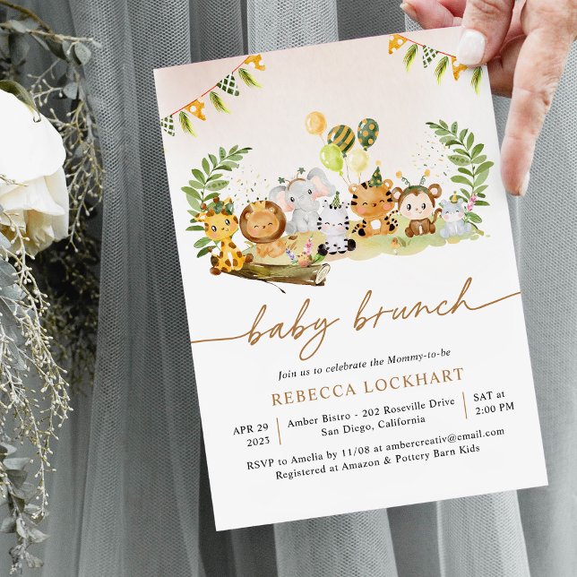 Convite Rapariga de Safari Selvagem Tropical Baby Brunch (Criador carregado)