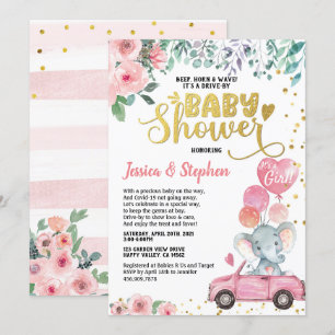 Convite Rapariga Dirigida Por Elefante Rosa De Parada De C