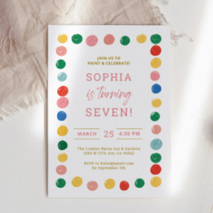 Convite Rapariga do Partido Pintura Pintura de Aniversário