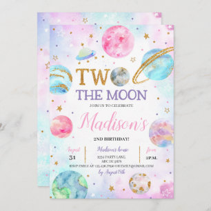 Convite Rapariga Dois O Aniversário Do Espaço Da Lua