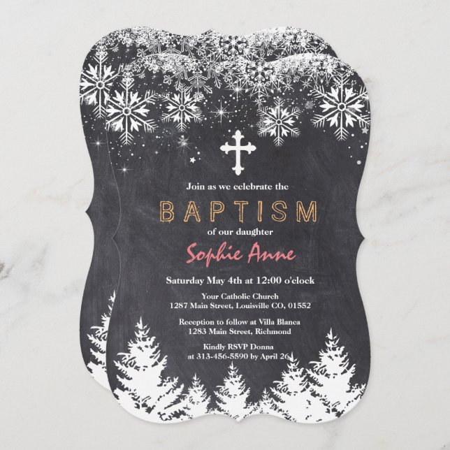 Convite Rapariga Feriado de Inverno Flocos de Neve Flocos  (Frente/Verso)