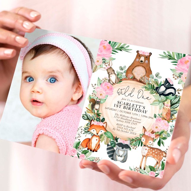 Convite Rapariga Floresta Floresta Rosa Floral Selvagem Ro (Criador carregado)