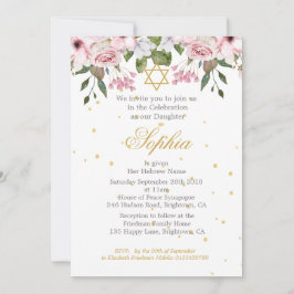 Convite Rapariga Foto de Bebê Hebraico Nomeação de Cerimôn
