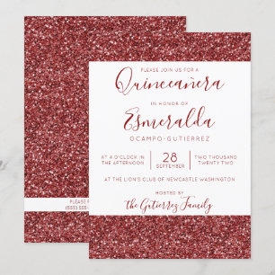 Convite Rapariga Glitter Brilhante Quinceanera