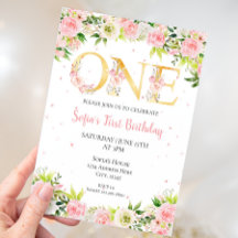 Rapariga Primeiro Aniversário Flores De Aquarela