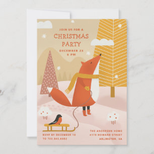 Convite Rapariga Raposa da Floresta Festa de Natal na Fl