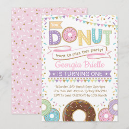 Convite Rapariga Rosquinha Invitation Doughnut Birthday Sp