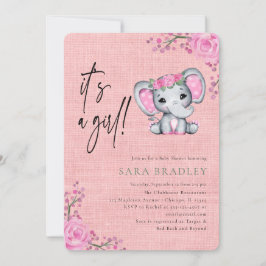 Convite Rapariga Rustic burlap elefeller chá de fraldas de