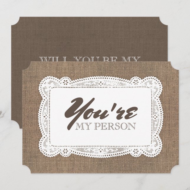 Convite Rapariga Rústica/Proposta Madrinha de casamento (Frente/Verso)