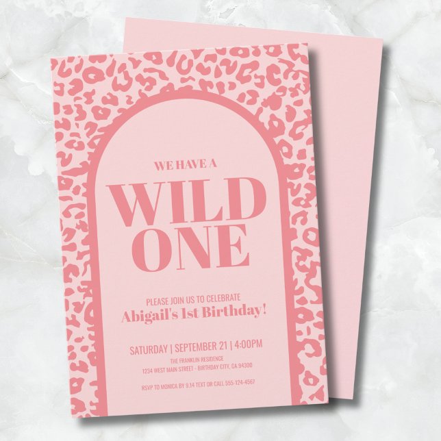 Convite Rapariga Selvagem Uma Festa de aniversário (Pink Girl Wild One 1st Birthday Party Invitation )