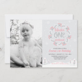 Convite Rapariga Winter Onederland Photo primeiro aniversa