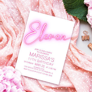 Convite Raparigas 11 Neon Teen Birthday