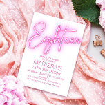 Convite Raparigas 18th Neon Teen Birthday<br><div class="desc">Dê ao seu partido um grande brilho com este convite de aniversário de 17 anos para as raparigas. A tipografia ousada e o excitante efeito neon dão a esta design uma vibração divertida e feminina. Perfeito para o aniversário da sua garota favorita. Solicite seus convites impressos e suprimentos de festas...</div>