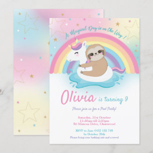 Convite Raparigas de Aniversário do Partido da Piscina Un