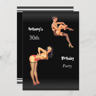 Convite Raparigas de Pin-up de aniversário de 30 anos