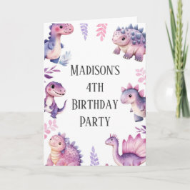 Convite Raparigas Dinossauras Bonitas Pensaram Aniversário