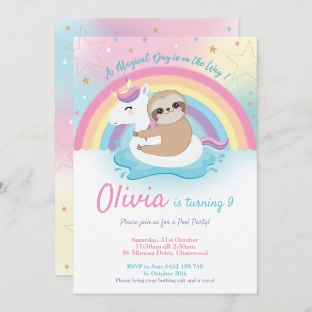 Convite Raparigas do Concurso de Aniversário do Piscina Un (Frente/Verso)