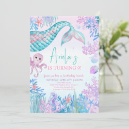 Convite Raparigas Mermaid Bash sob o primeiro aniversario