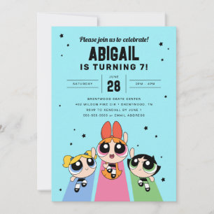 Convite Raparigas Powerpuff Aniversário - Azul