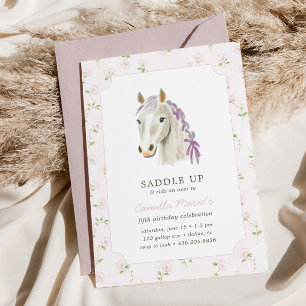 Convite Raparigas Saddam Para Cima Cavalo Rosa De Papoila 