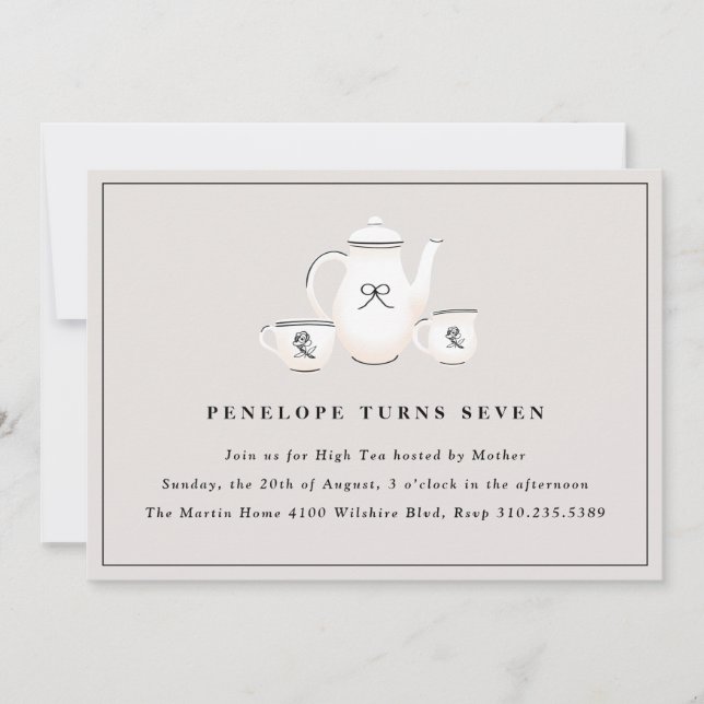Convite Raparigas sofisticadas Festa de aniversário de Chá (Frente)