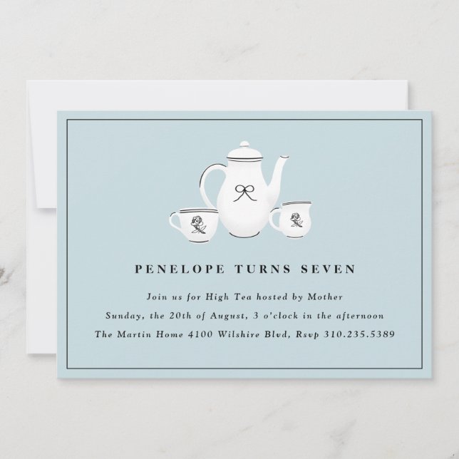 Convite Raparigas sofisticadas Festa de aniversário de Chá (Frente)