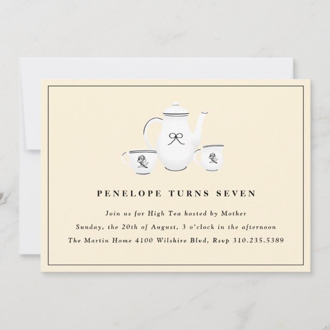 Convite Raparigas sofisticadas Festa de aniversário de Chá (Frente)