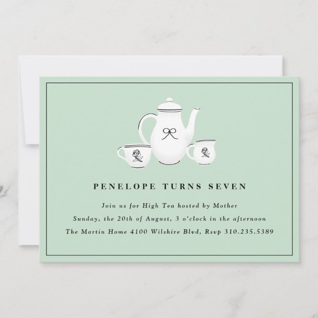 Convite Raparigas sofisticadas Festa de aniversário de Chá (Frente)