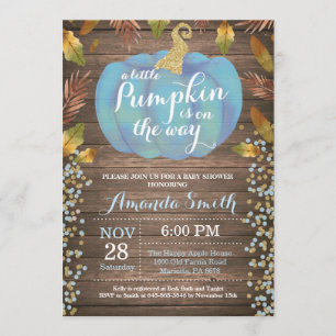 Convite Rapaz Russo Pumpkin Cai Chá de fraldas Glitter Dou