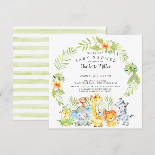 Convite Rapazes corajosos Chá de fraldas de animais selvag (Frente/Verso)