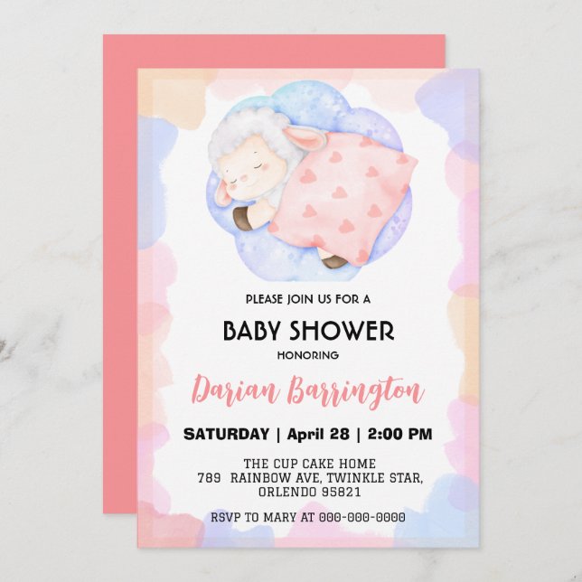 Convite Rapazes da festa do chá de fraldas de balões com e (Frente/Verso)