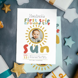 Convite Rapazes Foto Fofo Primeira Viagem Em Torno Do Sol 