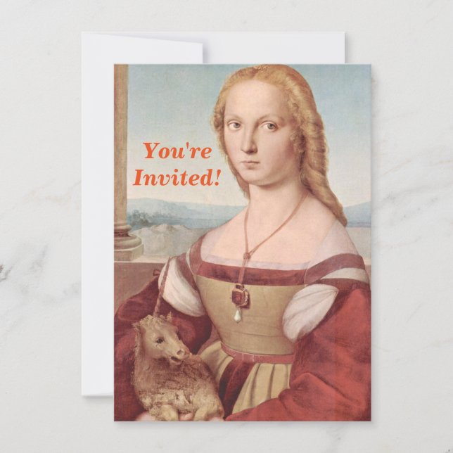 Convite Raphael Lady e Unicorn Classic (Frente)