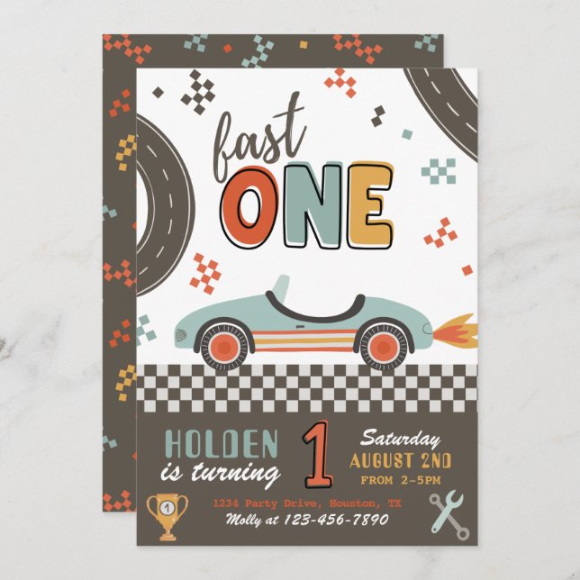 Convite Rápido de Um Aniversário | Convite para co (Frente/Verso)