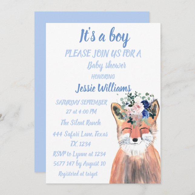 Convite Raposa Cachorra Animais de Floresta Russos chá I (Frente/Verso)