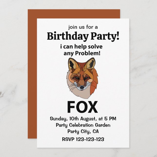 Convite Raposa Eu Posso Ajudar a Resolver Qualquer Problem (Frente/Verso)