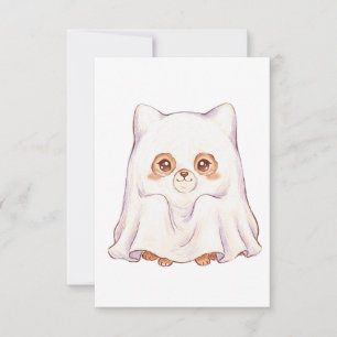 Convite Raposa Fantasma Fofa de Halloween - Animais Gorduc