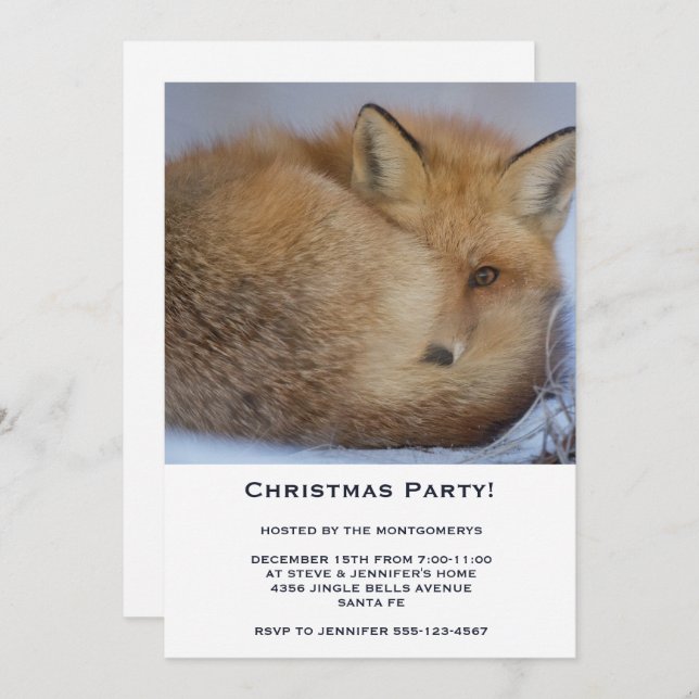 Convite Raposa Gira Enrolada em Festa de Ball Xmas (Frente/Verso)