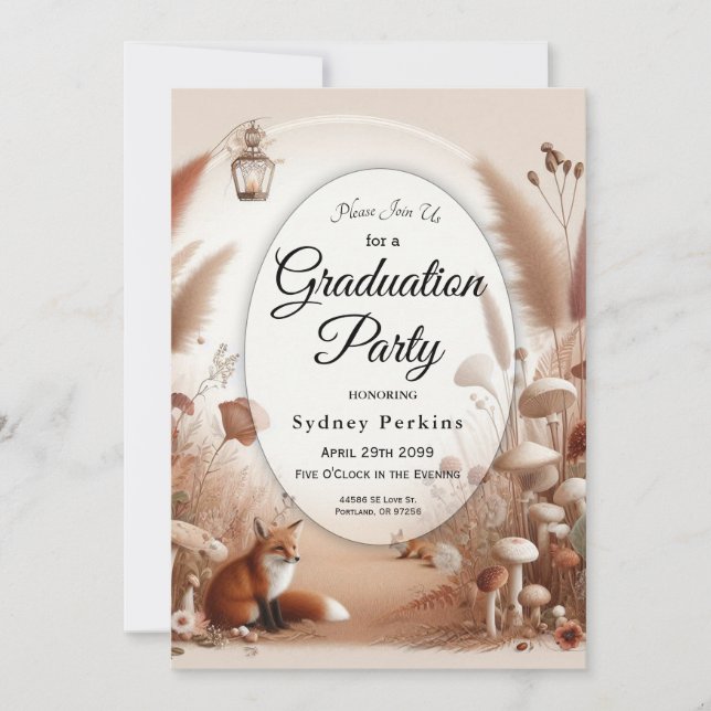 Convite Raposas de Florestas de Outono Encantadas (Frente)