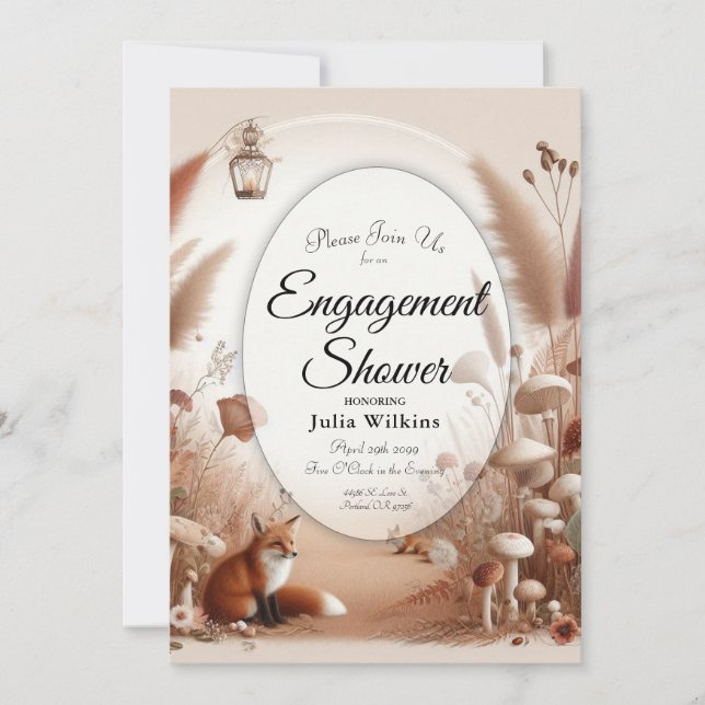 Convite Raposas de Florestas de Outono Encantadas (Frente)