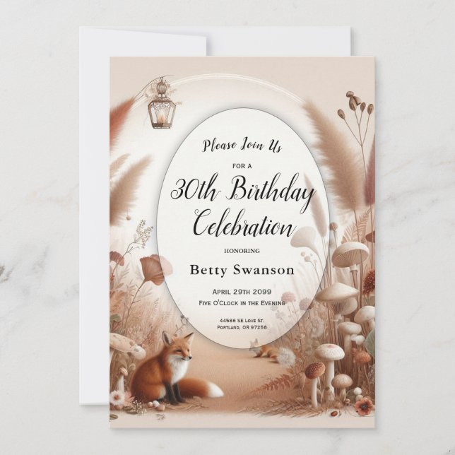 Convite Raposas de Florestas de Outono Encantadas (Frente)