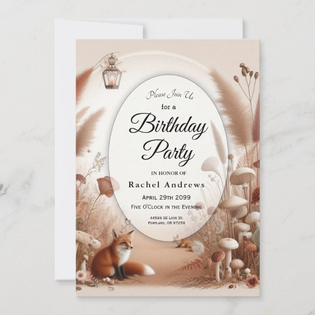 Convite Raposas de Florestas de Outono Encantadas (Frente)