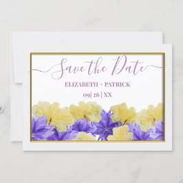 Convite Rapsódia roxa de flor silvestre salvar a data